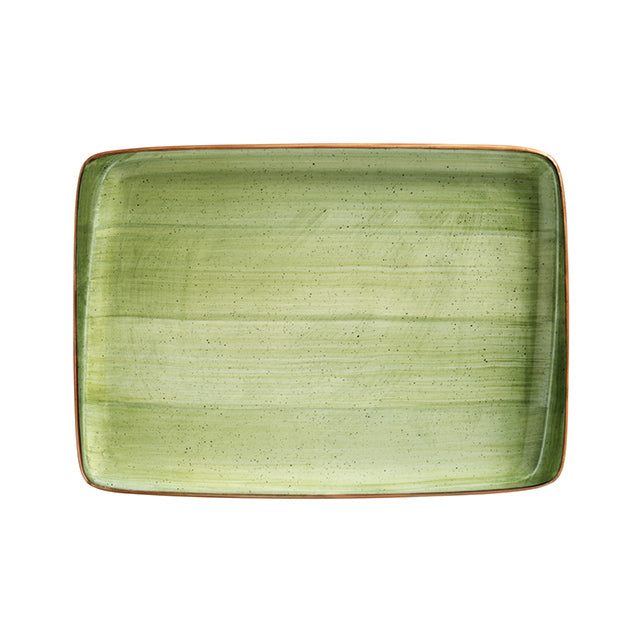 Bonna China Natura 14.25" x 10.25" x h:0.75" Rectangular Green Porcelain Platter