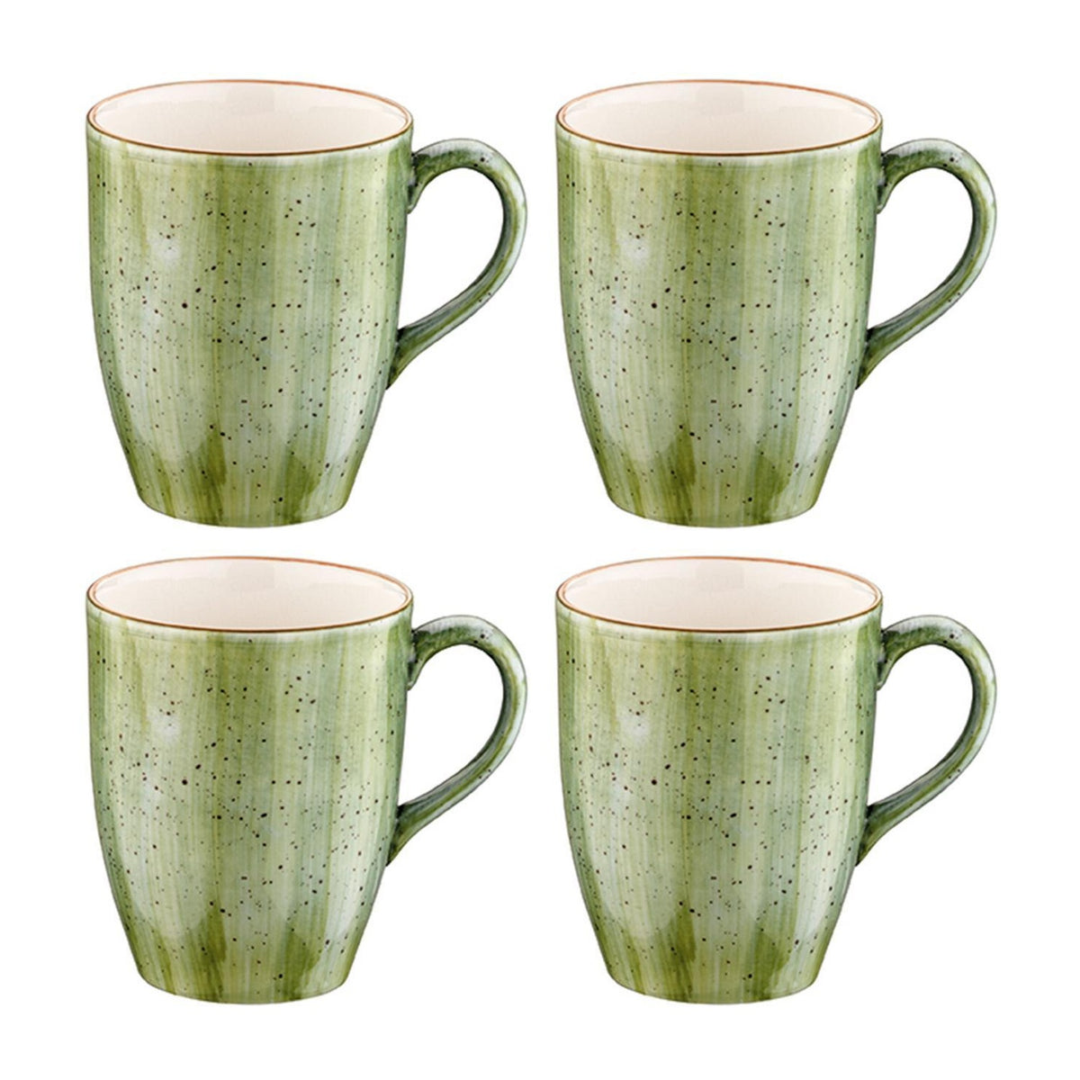 Bonna China Natura dia.3.25" h:4.25" 11 oz. Round Green Porcelain Mug (Set of 4)