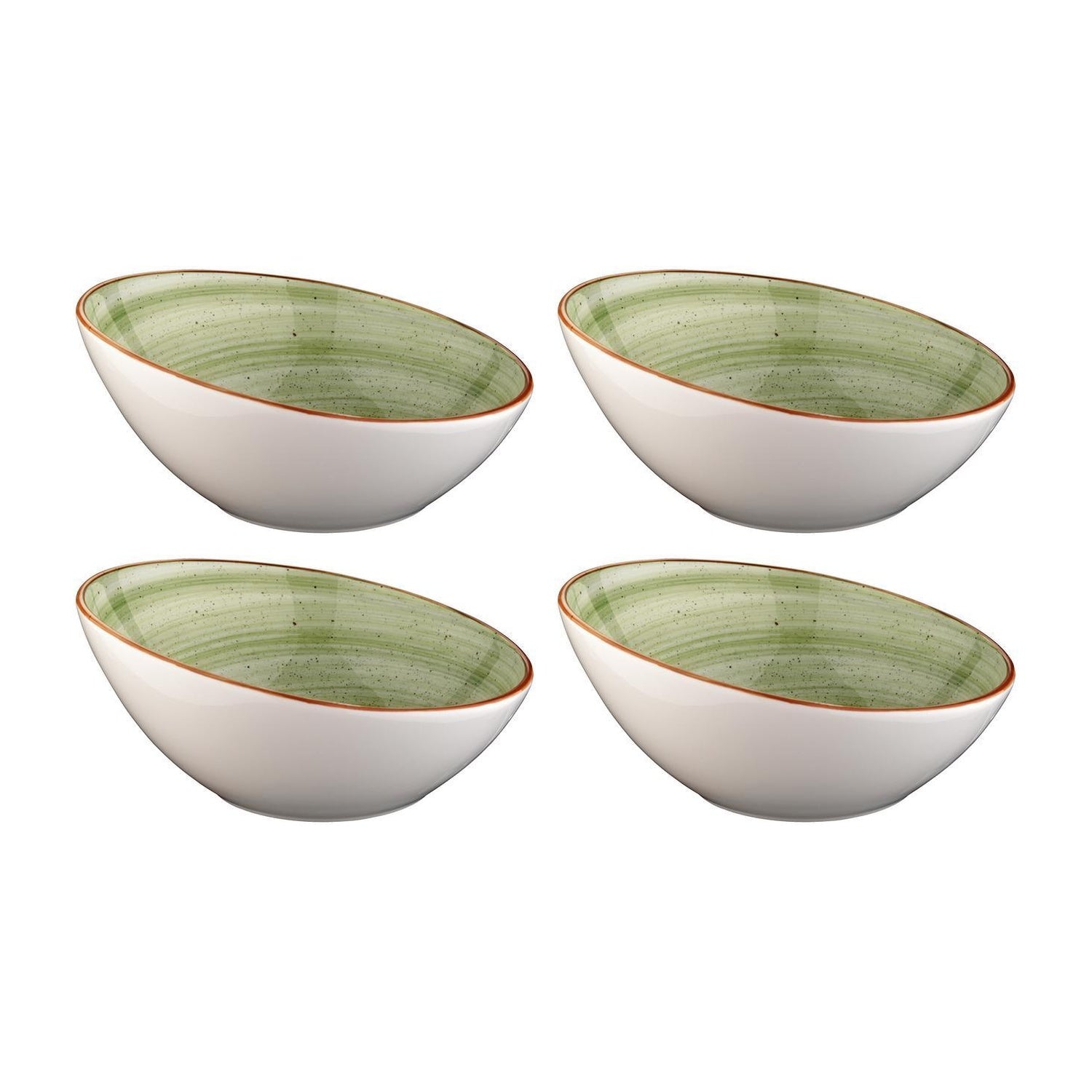 Bonna China Natura dia.6.5" h:3" 12 oz. Round Green Porcelain Bowl (Set of 4)