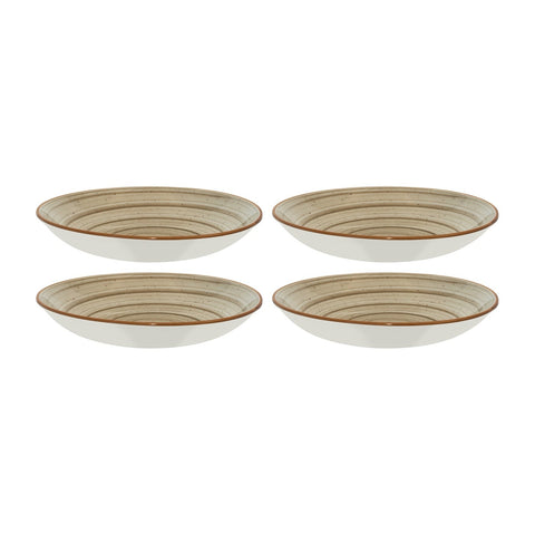 Bonna China Earth dia.9" h:2" 34 oz. Round Brown Porcelain Bowl (Set of 4)