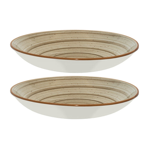 Bonna China Earth dia.10" h:2" 44 oz. Round Brown Porcelain Bowl (Set of 2)