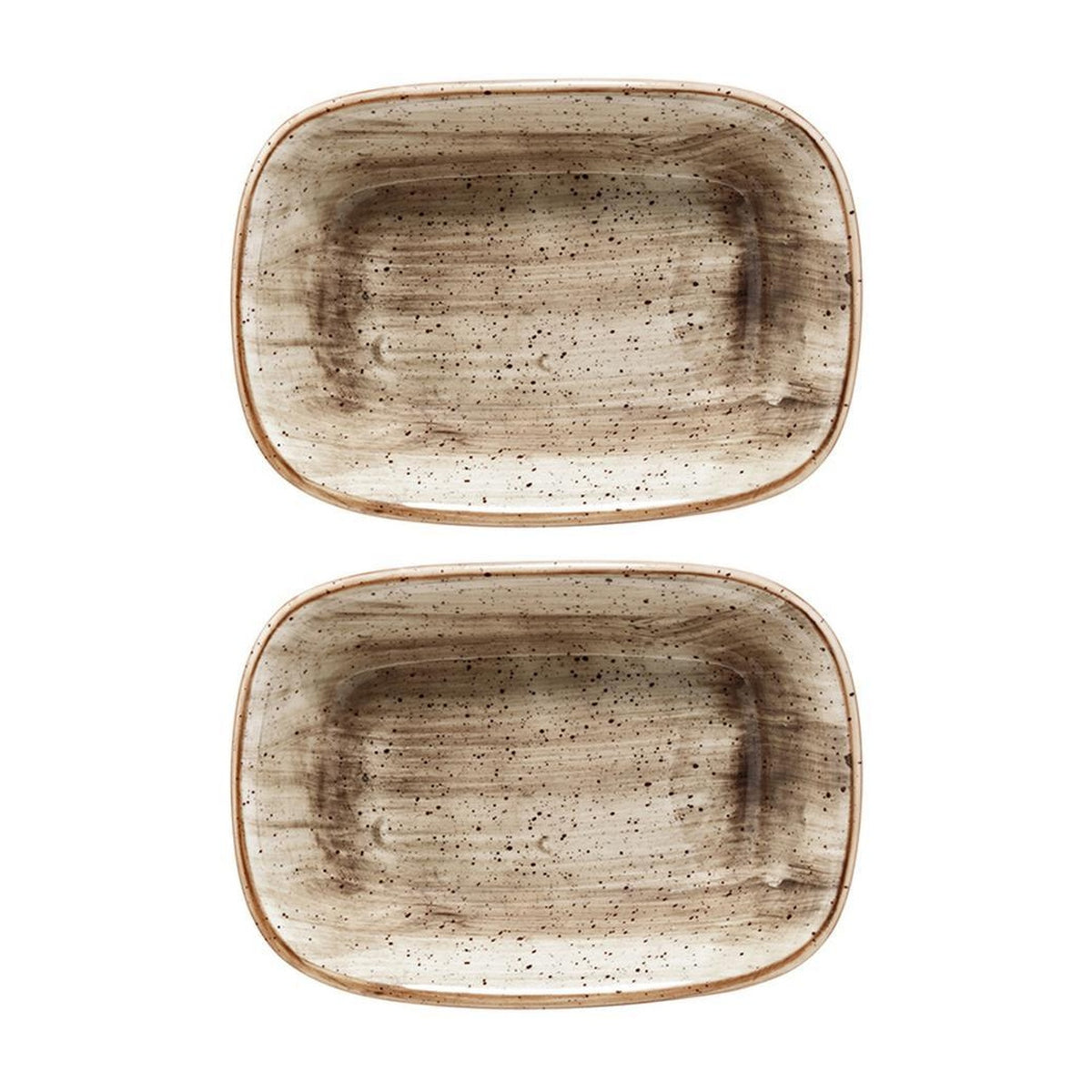 Bonna China Earth 4.75" x 3.25" x h:1" 4 oz. Rectangular Brown Porcelain Deep Plate (Set of 2)