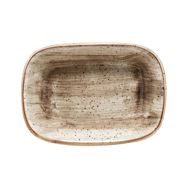 Bonna China Earth 5.5" x 4" x h:1.25" 7 oz. Rectangular Brown Porcelain Deep Plate (Set of 2)