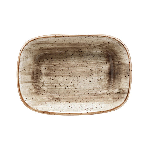 Bonna China Earth 6.5" x 4.5" x h:1.5" 12 oz. Rectangular Brown Porcelain Deep Plate (Set of 2)