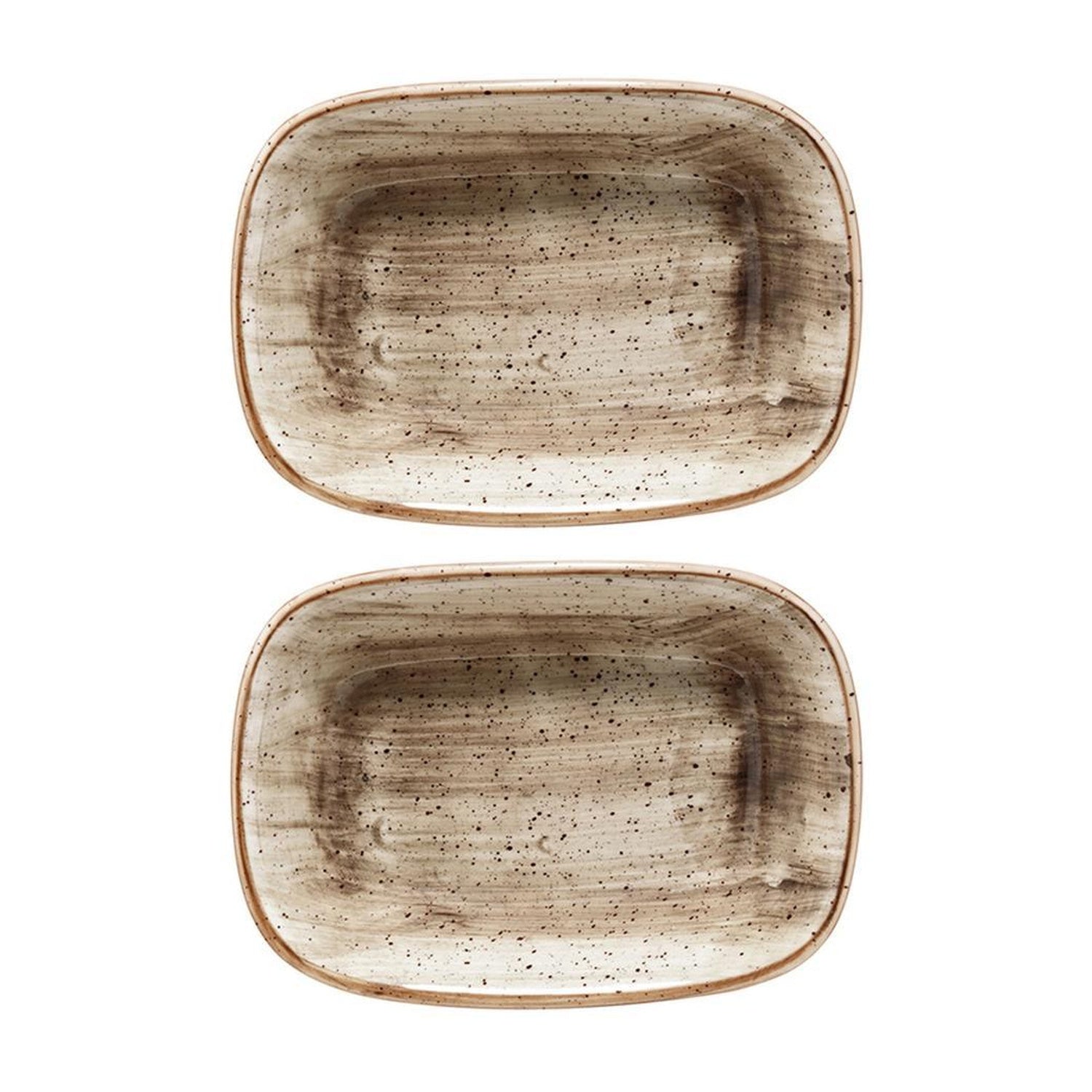 Bonna China Earth 6.5" x 4.5" x h:1.5" 12 oz. Rectangular Brown Porcelain Deep Plate (Set of 2)