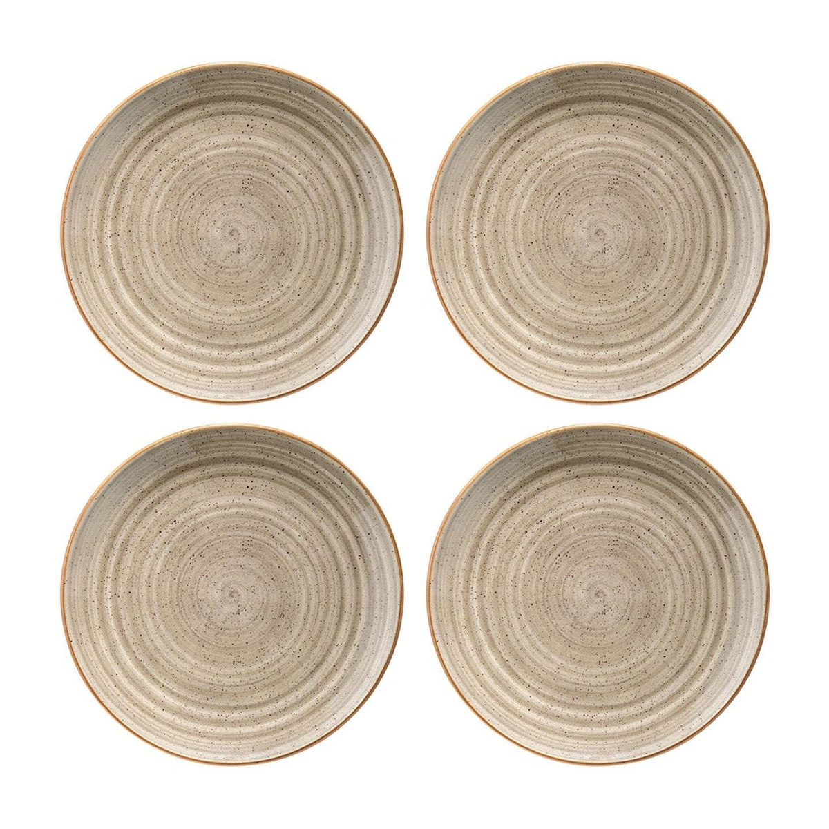 Bonna China Earth dia.6.75"  Round Brown Porcelain Plate (Set of 4)