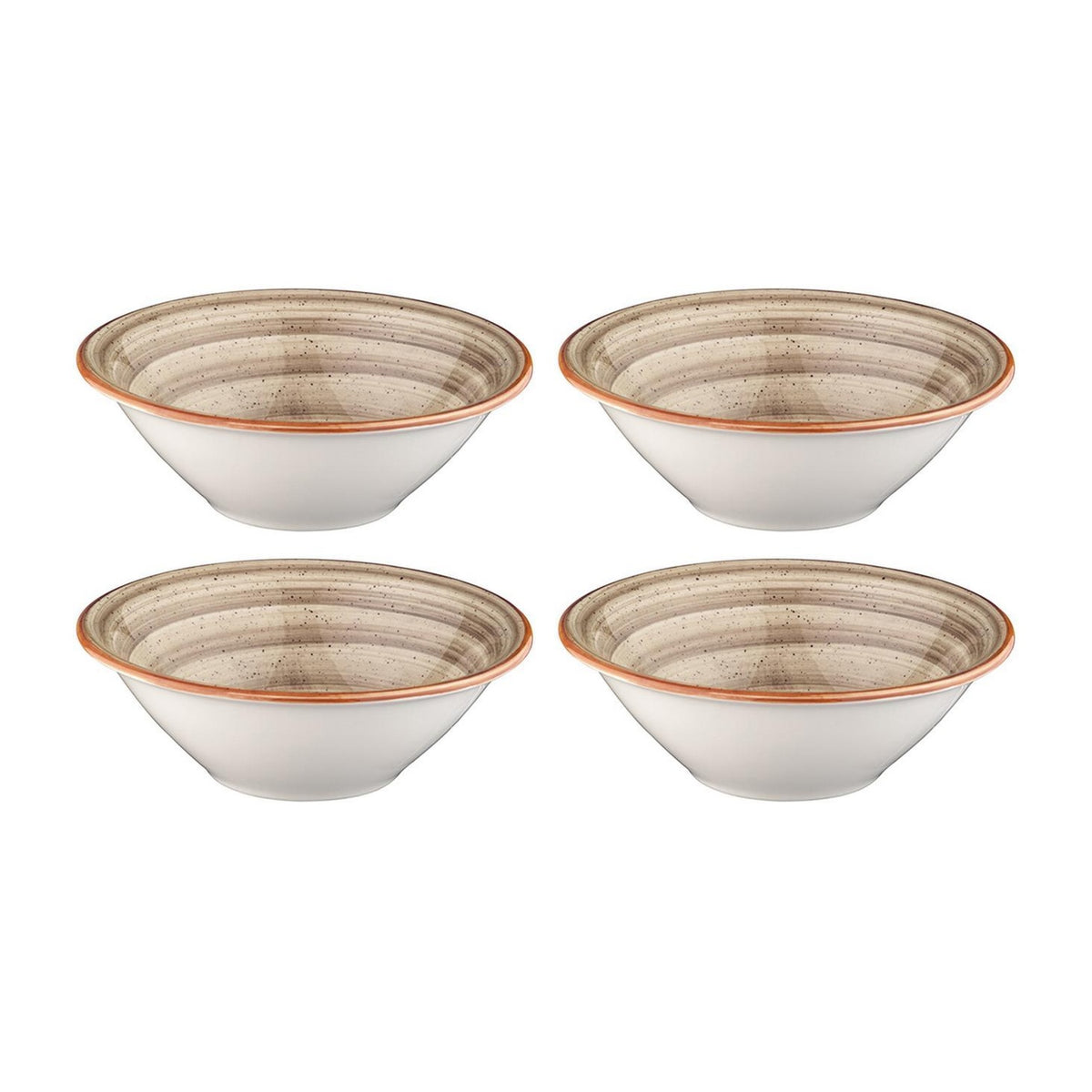 Bonna China Earth dia.7" h:2.5" 23 oz. Round Brown Porcelain Bowl (Set of 4)