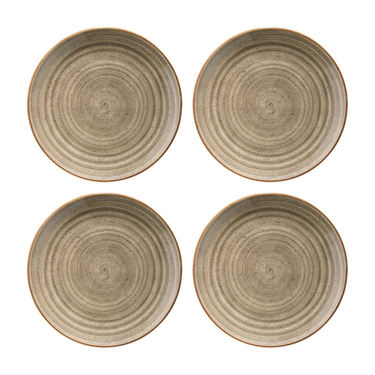 Bonna China Earth dia.7.5"  Round Brown Porcelain Plate (Set of 4)