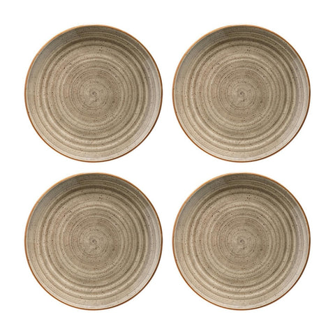 Bonna China Earth dia.7.5"  Round Brown Porcelain Plate (Set of 4)