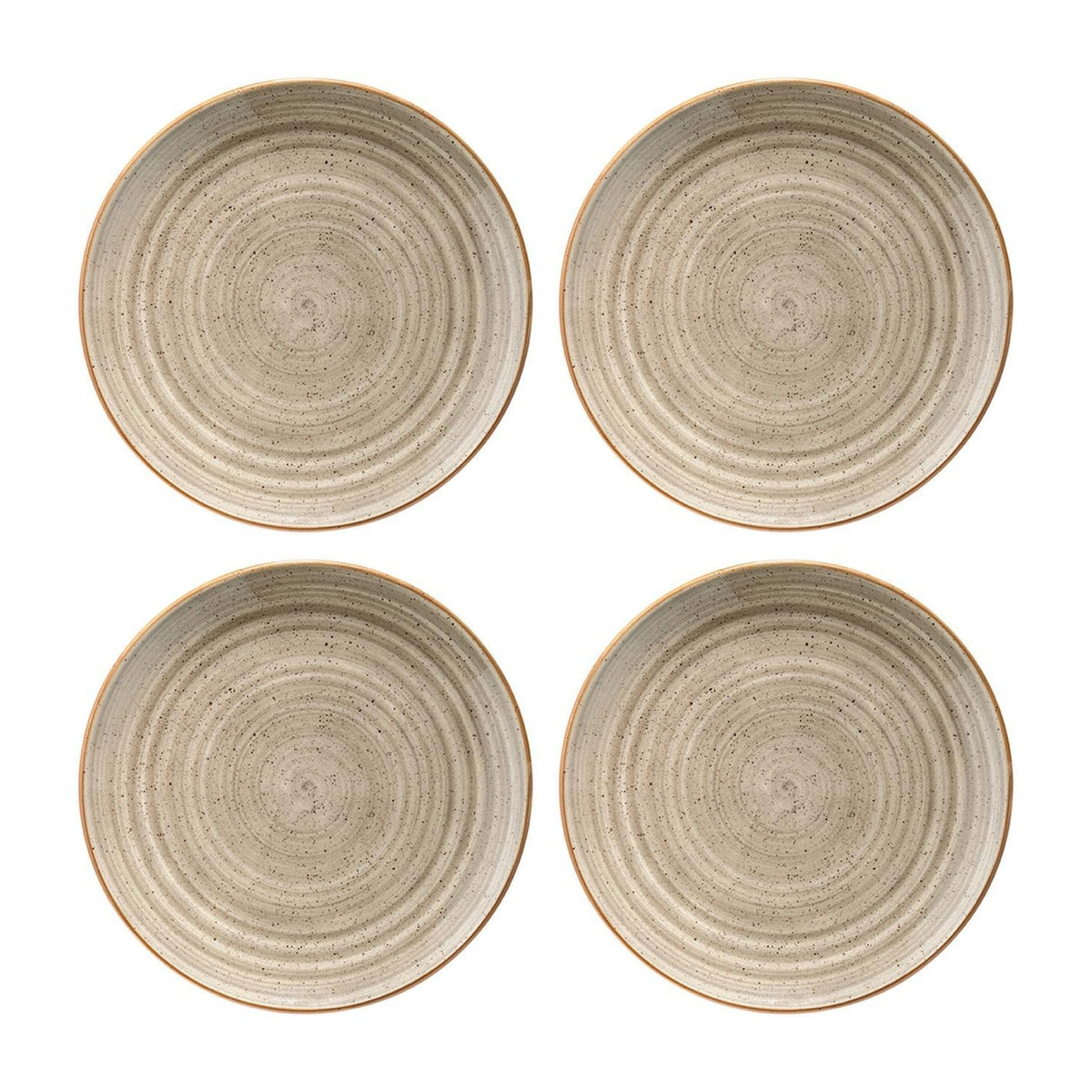 Bonna China Earth dia.8.25"  Round Brown Porcelain Plate (Set of 4)