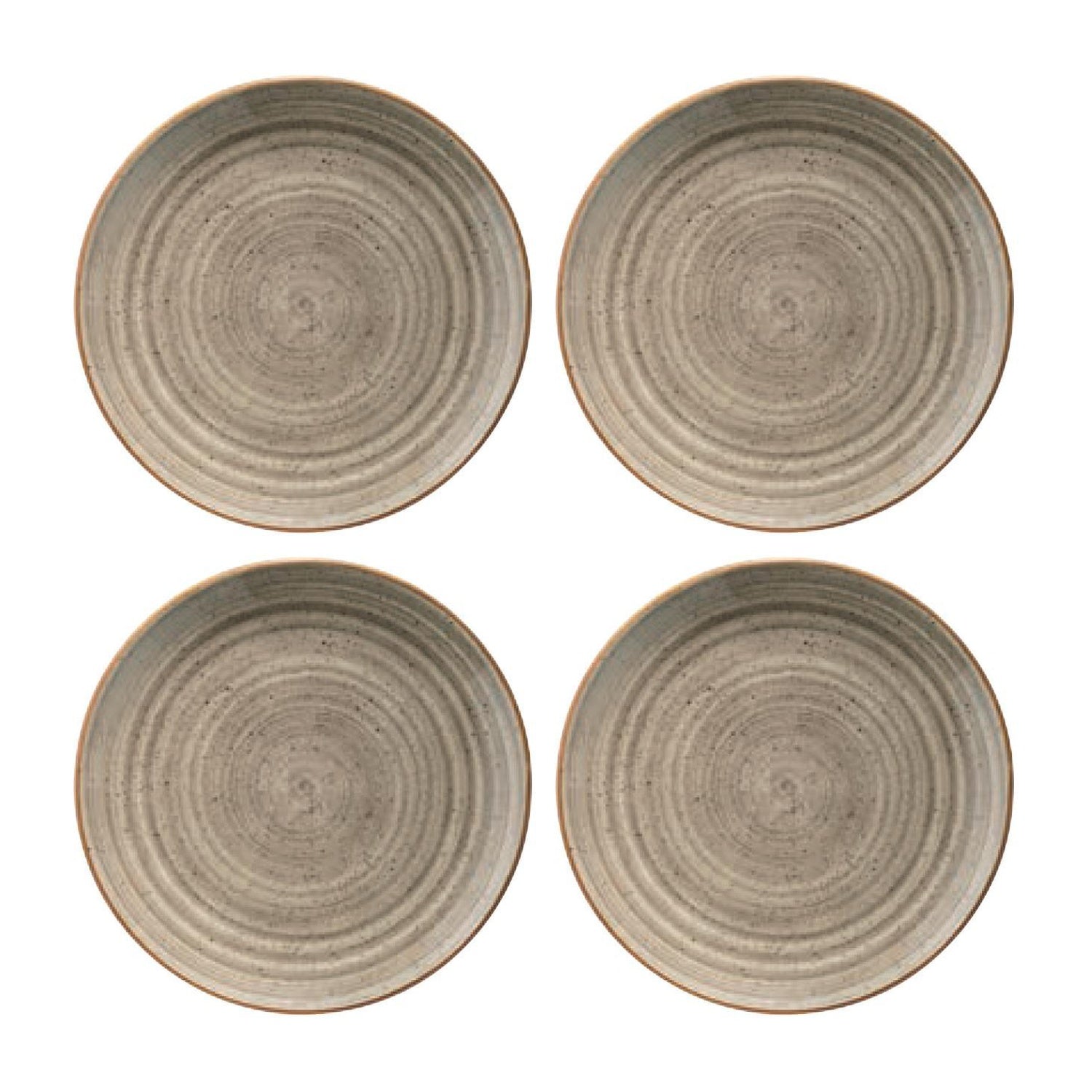 Bonna China Earth dia.9"  Round Brown Porcelain Plate (Set of 4)