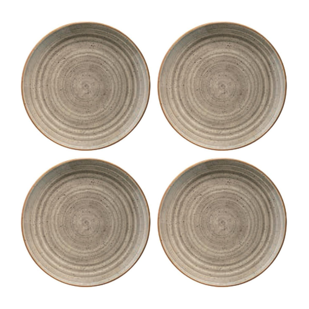 Bonna China Earth dia.9"  Round Brown Porcelain Plate (Set of 4)