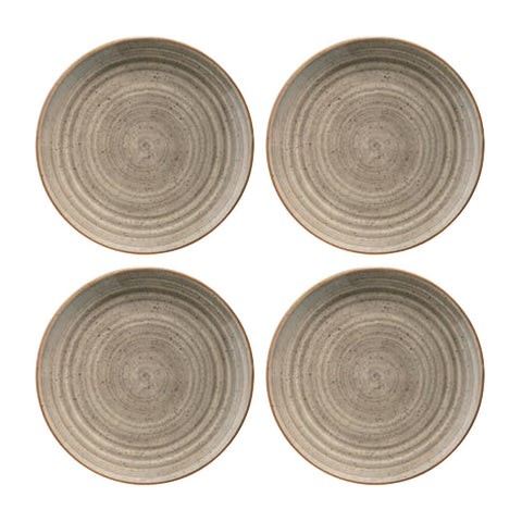 Bonna China Earth dia.9"  Round Brown Porcelain Plate (Set of 4)