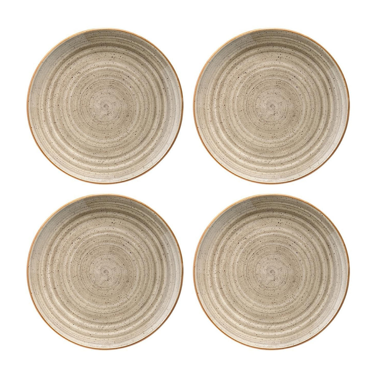 Bonna China Earth dia.10"  Round Brown Porcelain Plate (Set of 4)