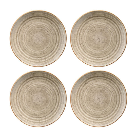 Bonna China Earth dia.10"  Round Brown Porcelain Plate (Set of 4)