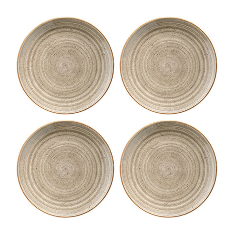 Bonna China Earth dia.10.5"  Round Brown Porcelain Plate (Set of 4)