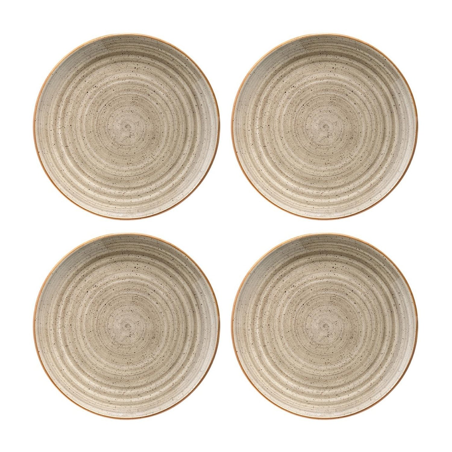 Bonna China Earth dia.12"  Round Brown Porcelain Plate (Set of 4)