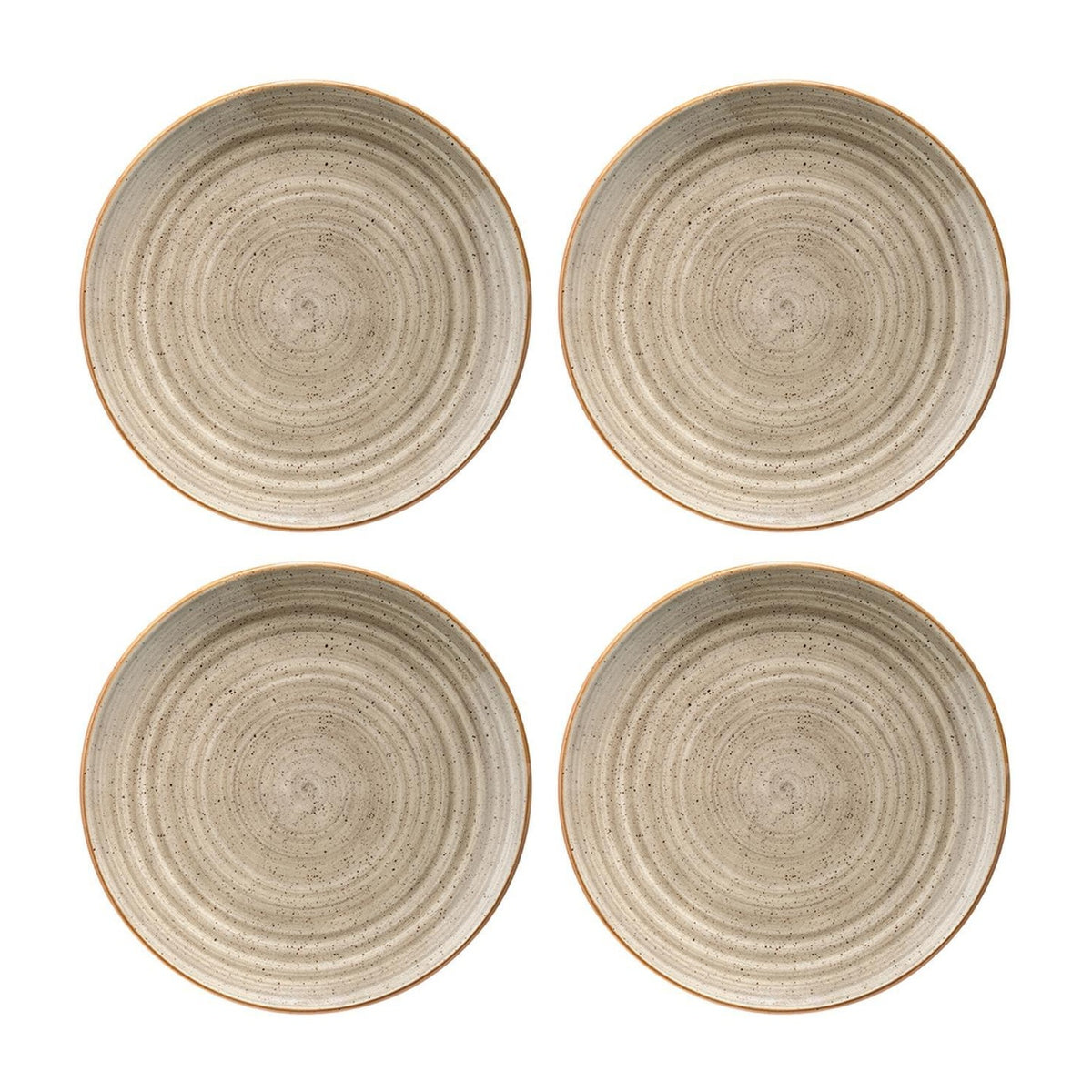 Bonna China Earth dia.12"  Round Brown Porcelain Plate (Set of 4)