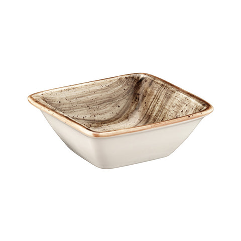 Bonna China Earth 3.5" x 3.5" x h:1.25" 1 oz. Square Brown Porcelain Ramekin (Set of 4)