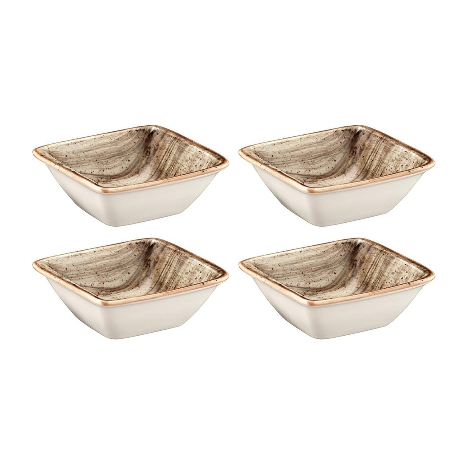 Bonna China Earth 3.5" x 3.5" x h:1.25" 1 oz. Square Brown Porcelain Ramekin (Set of 4)