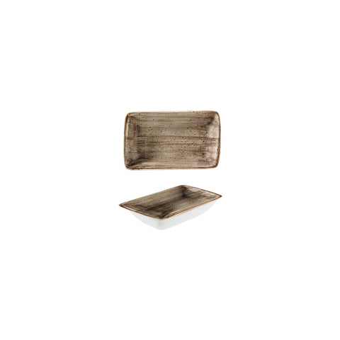 Bonna China Earth 6" x 3.75" x h:1.25" 6 oz. Rectangular Brown Porcelain Deep Plate (Set of 2)