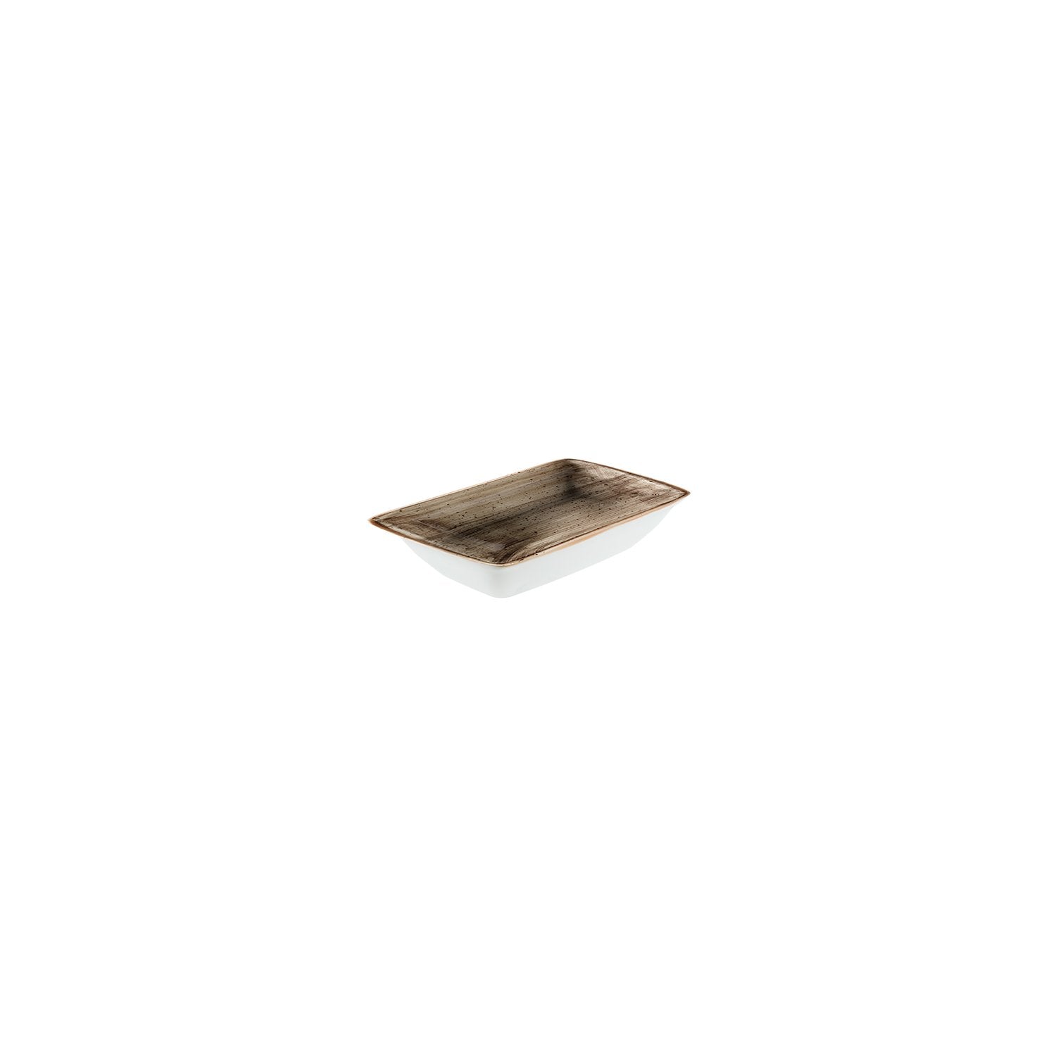 Bonna China Earth 6" x 3.75" x h:1.25" 6 oz. Rectangular Brown Porcelain Deep Plate (Set of 2)