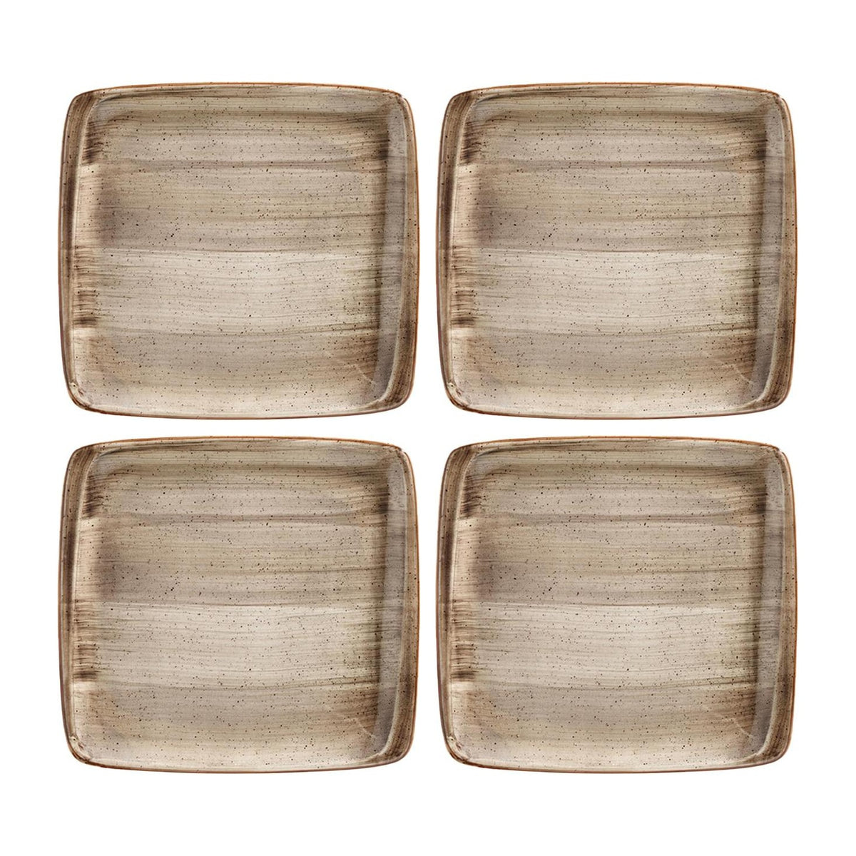 Bonna China Earth 6.25" x 5.75"  Square Brown Porcelain Plate (Set of 4)