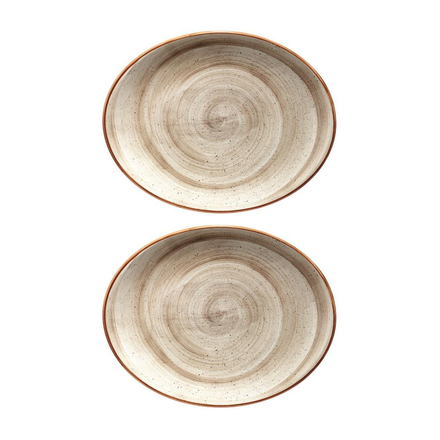 Bonna China Earth 9.75" x 7.5" x h:1" Oval Brown Porcelain Platter (Set of 2)