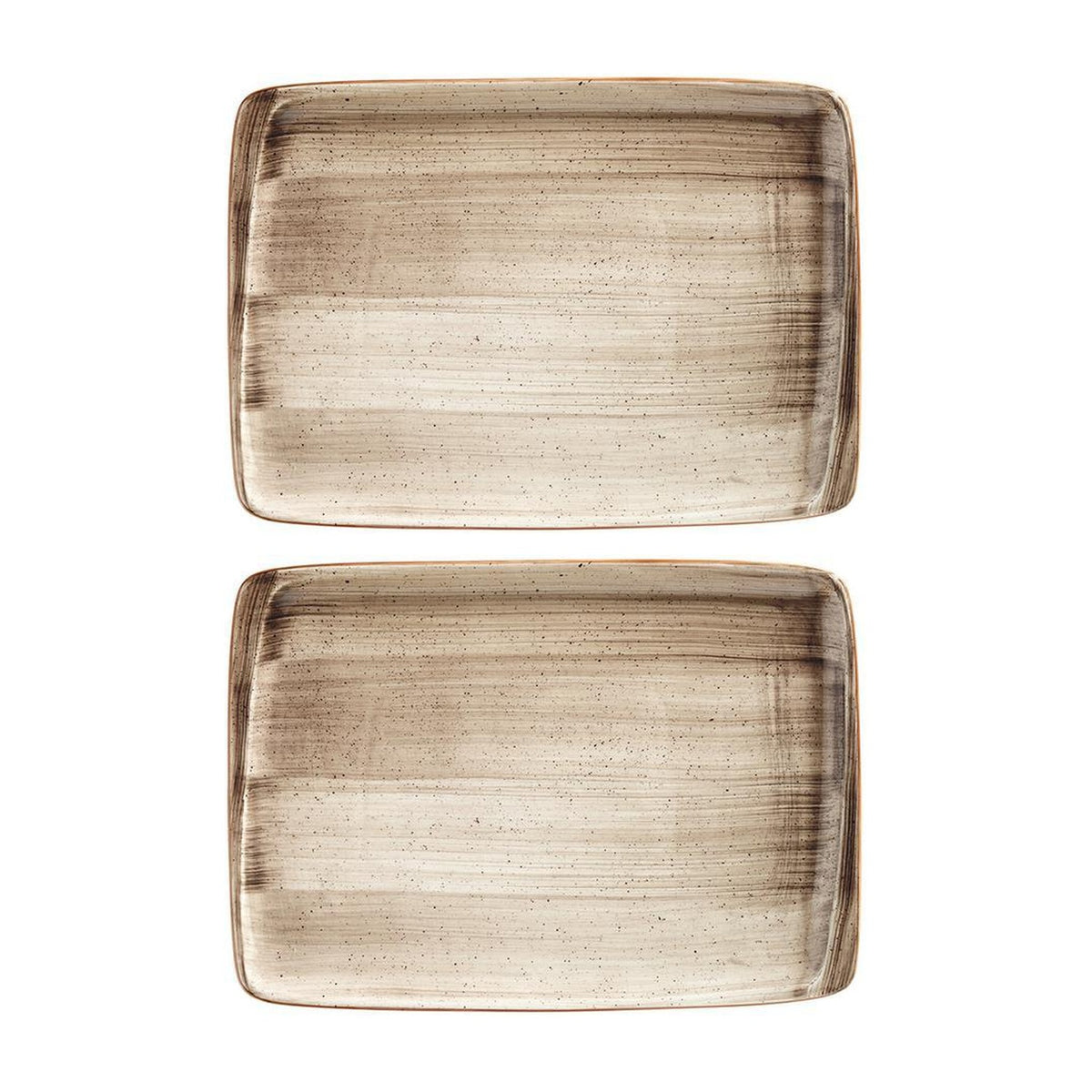 Bonna China Earth 9" x 6"  Rectangular Brown Porcelain Plate (Set of 2)