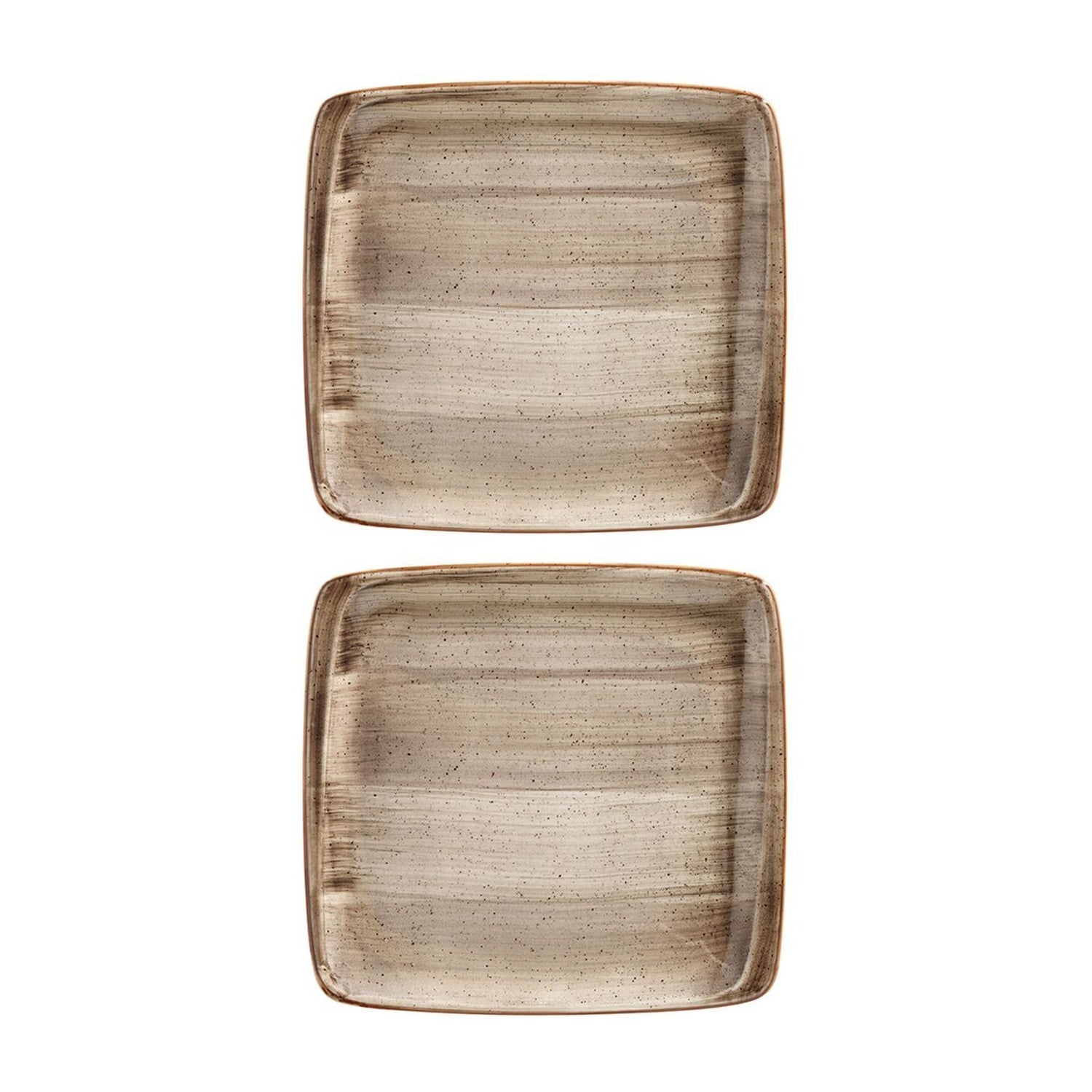 Bonna China Earth 8.5" x 8"  Square Brown Porcelain Plate (Set of 2)