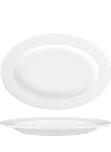 Porcelain Delta 9.5" x 6.75" x h:1" Oval White Porcelain Platter (Set of 2)