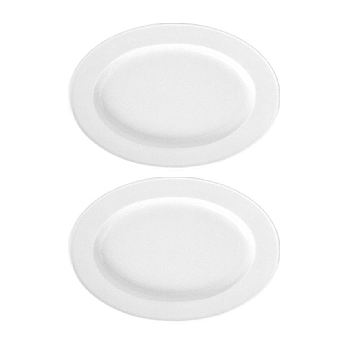 Porcelain Delta 9.5" x 6.75" x h:1" Oval White Porcelain Platter (Set of 2)