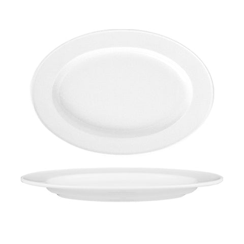 Porcelain Delta 11" x 7" x h:1" Oval White Porcelain Platter (Set of 2)