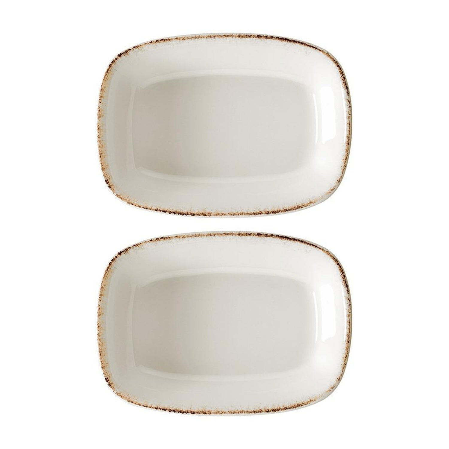 Bonna China Vintage 4.75" x 3.25" x h:1" 4 oz. Rectangular Decorated Porcelain Deep Plate (Set of 2)