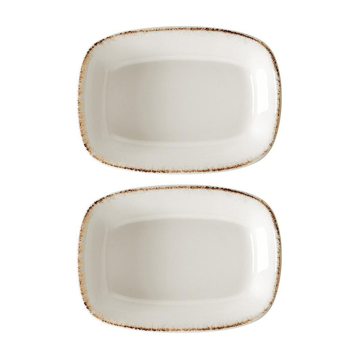 Bonna China Vintage 5.5" x 4" x h:1.25" 7 oz. Rectangular Decorated Porcelain Deep Plate (Set of 2)