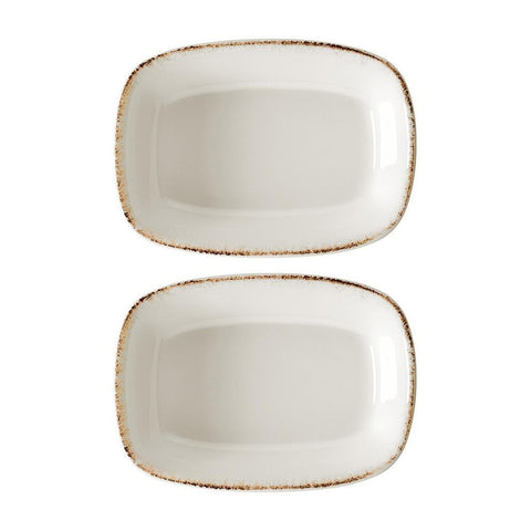 Bonna China Vintage 5.5" x 4" x h:1.25" 7 oz. Rectangular Decorated Porcelain Deep Plate (Set of 2)