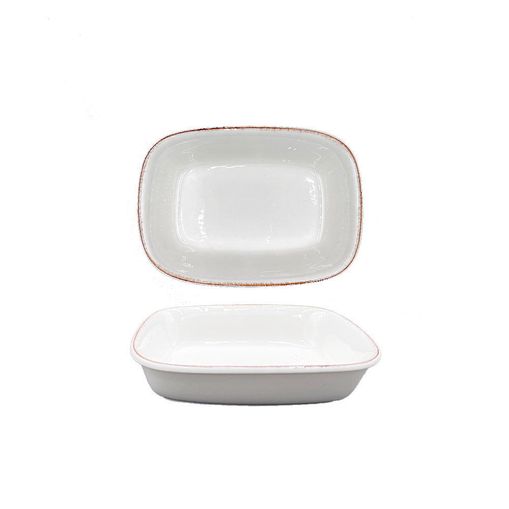 Bonna China Vintage 6.5" x 4.5" x h:1.5" 12 oz. Rectangular Decorated Porcelain Deep Plate (Set of 2)