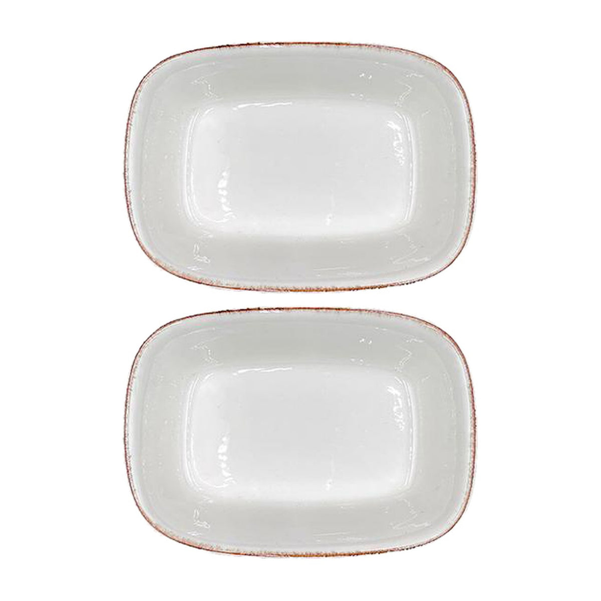 Bonna China Vintage 6.5" x 4.5" x h:1.5" 12 oz. Rectangular Decorated Porcelain Deep Plate (Set of 2)