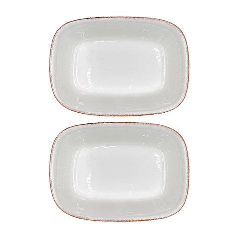 Bonna China Vintage 6.5" x 4.5" x h:1.5" 12 oz. Rectangular Decorated Porcelain Deep Plate (Set of 2)