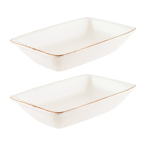 Bonna China Vintage 6" x 3.75" x h:1.25" 6 oz. Rectangular Decorated Porcelain Deep Plate (Set of 2)