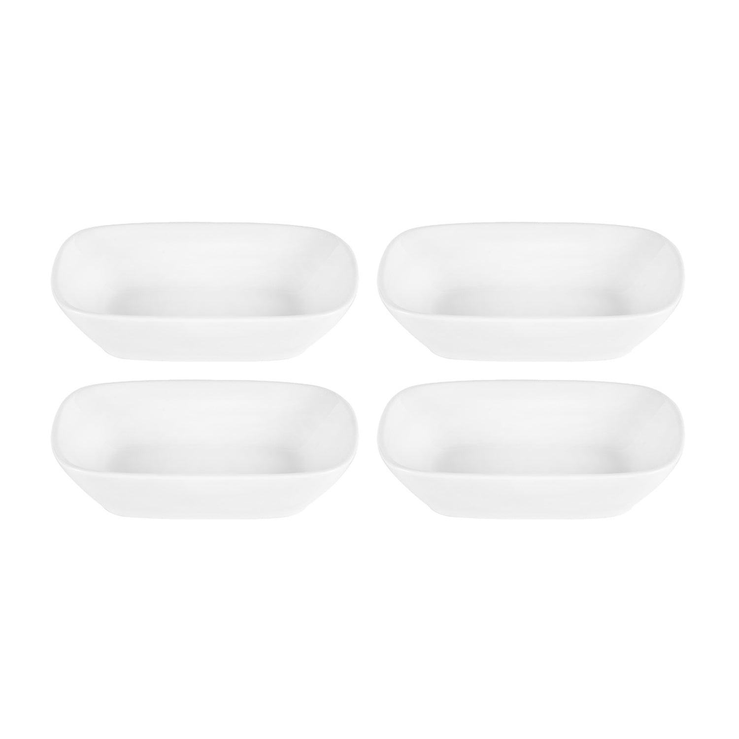 Porcelain Delta-Coupe 5.5" x 4" x h:1.25" 6 oz. Rectangular White Porcelain Deep Plate (Set of 4)