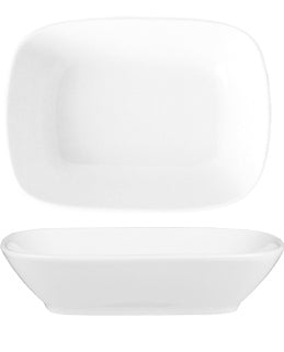 Porcelain Delta-Coupe 8" x 5.75" x h:1.75" 20 oz. Rectangular White Porcelain Deep Plate (Set of 4)