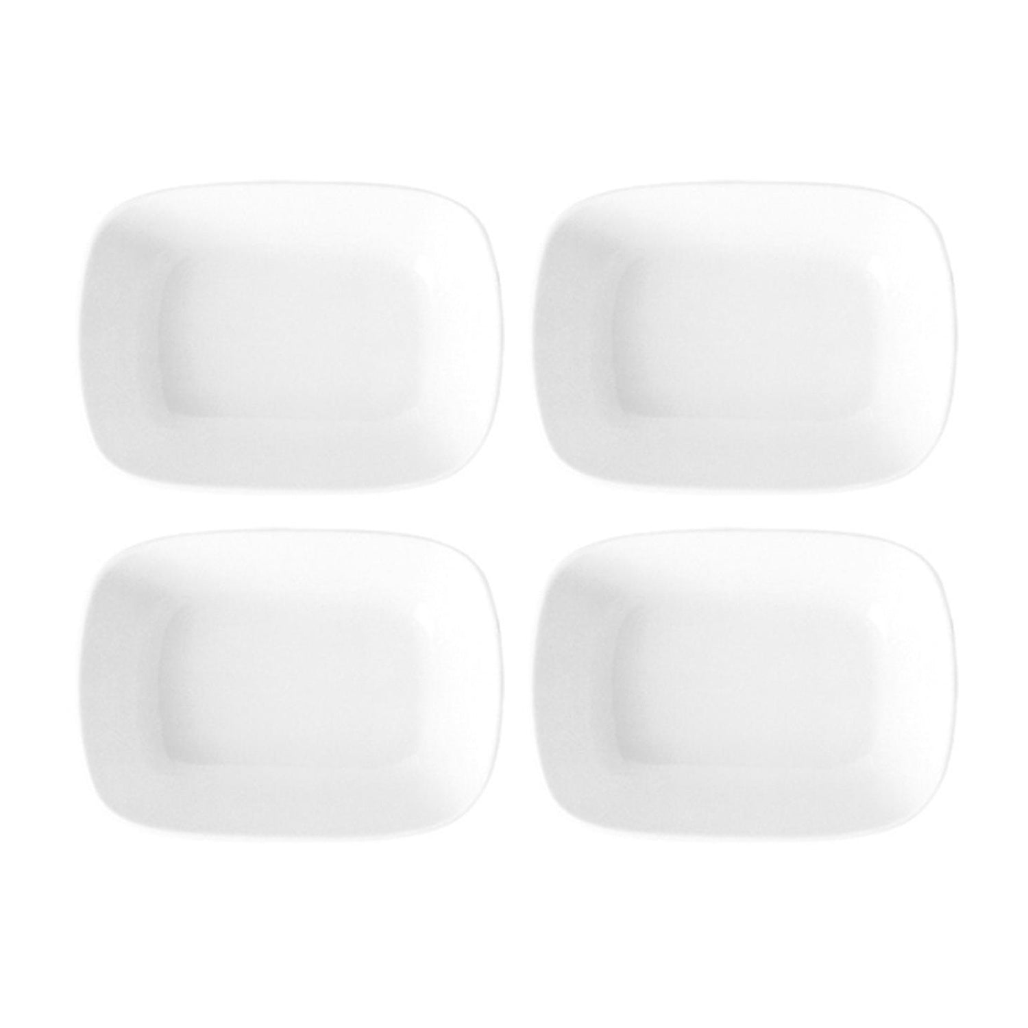 Porcelain Delta-Coupe 8" x 5.75" x h:1.75" 20 oz. Rectangular White Porcelain Deep Plate (Set of 4)