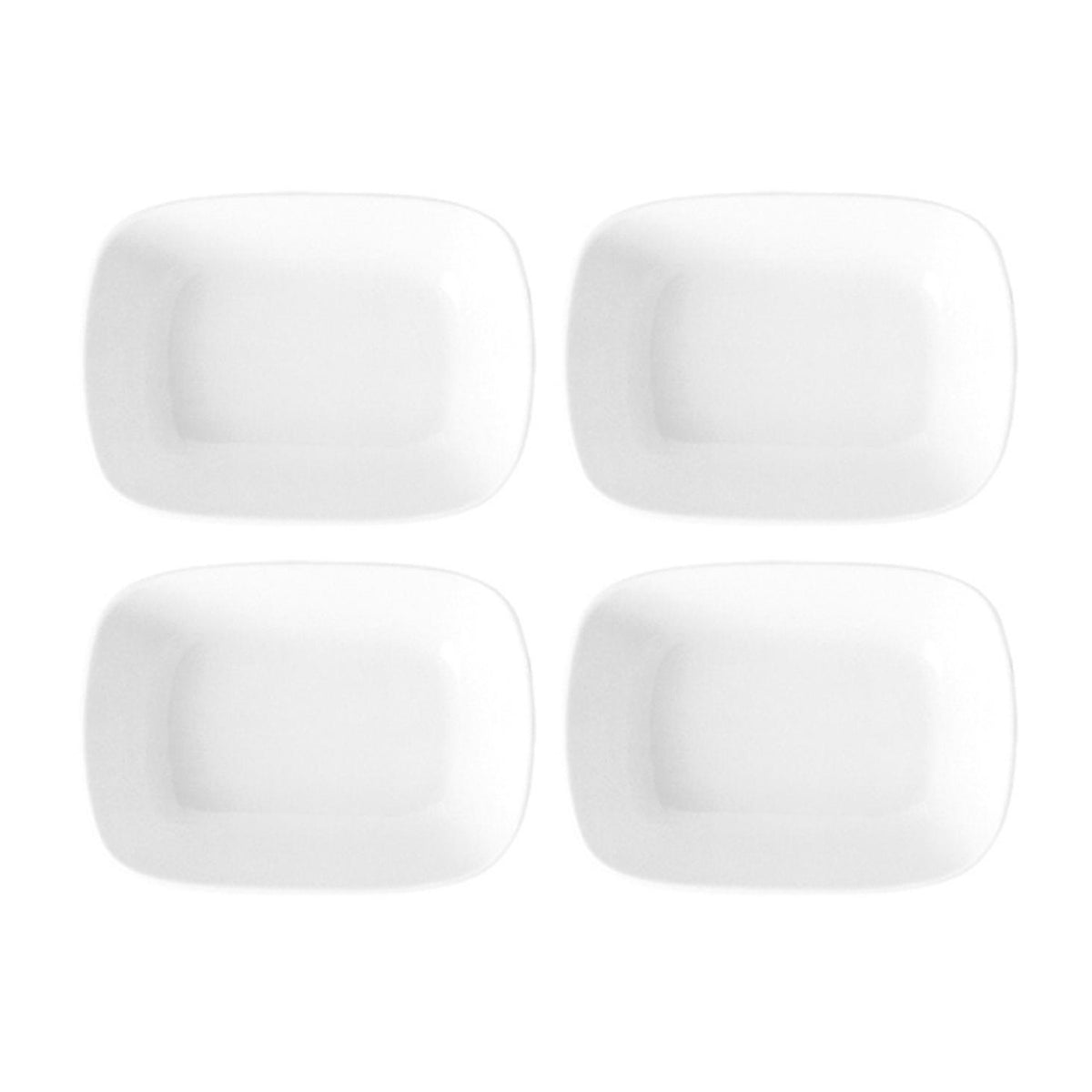 Porcelain Delta-Coupe 8" x 5.75" x h:1.75" 20 oz. Rectangular White Porcelain Deep Plate (Set of 4)