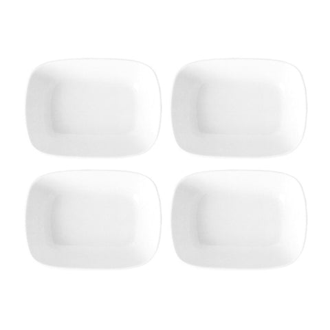 Porcelain Delta-Coupe 8" x 5.75" x h:1.75" 20 oz. Rectangular White Porcelain Deep Plate (Set of 4)