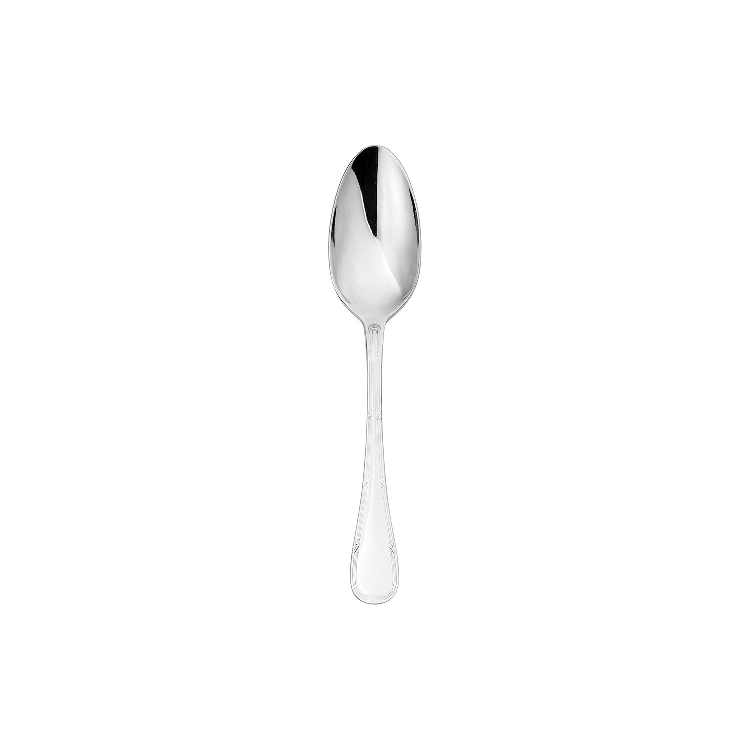 Flatware Ruban 7.25"  Silver Stainless Steel Dessert/Soup Spoon 18/10 (Set of 12)