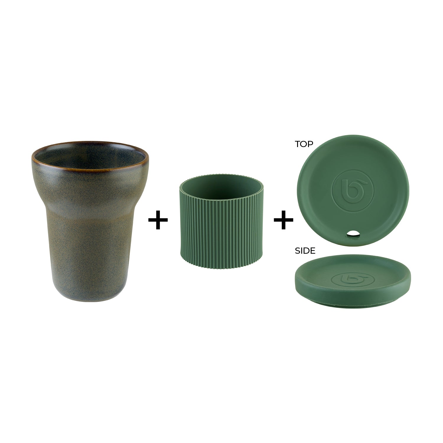 Gloire dia.3.75" h:4.75" 12 oz. Round Green Porcelain Mug (Set of 2)