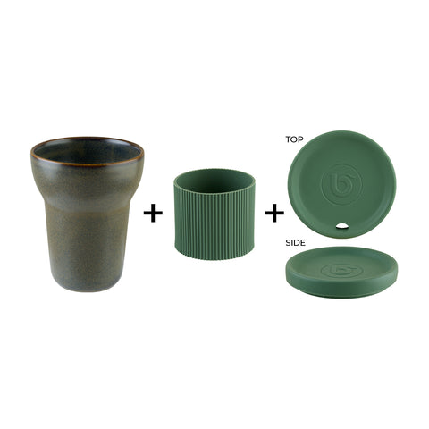 Gloire dia.3.75" h:4.75" 12 oz. Round Green Porcelain Mug (Set of 2)