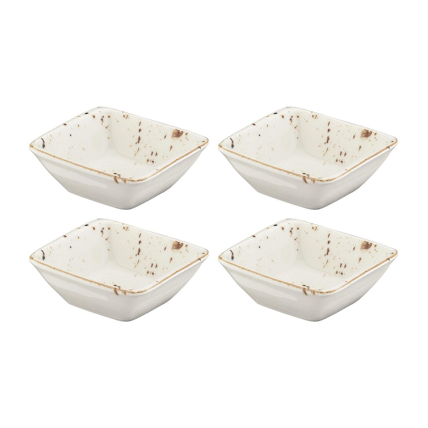 Bonna China Grano 3.5" x 3.5" x h:1.25" 1 oz. Square Decorated Porcelain Ramekin (Set of 4)