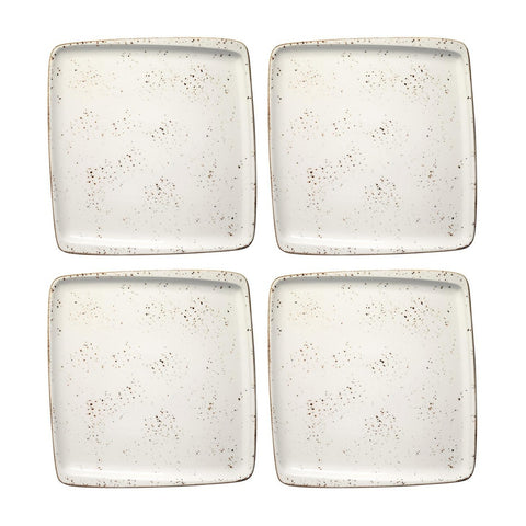 Bonna China Grano 6.25" x 5.75"  Square Decorated Porcelain Plate (Set of 4)